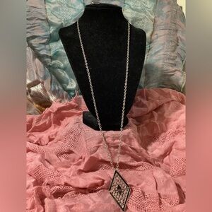 Elegant, Long, Silver Pendant Necklace